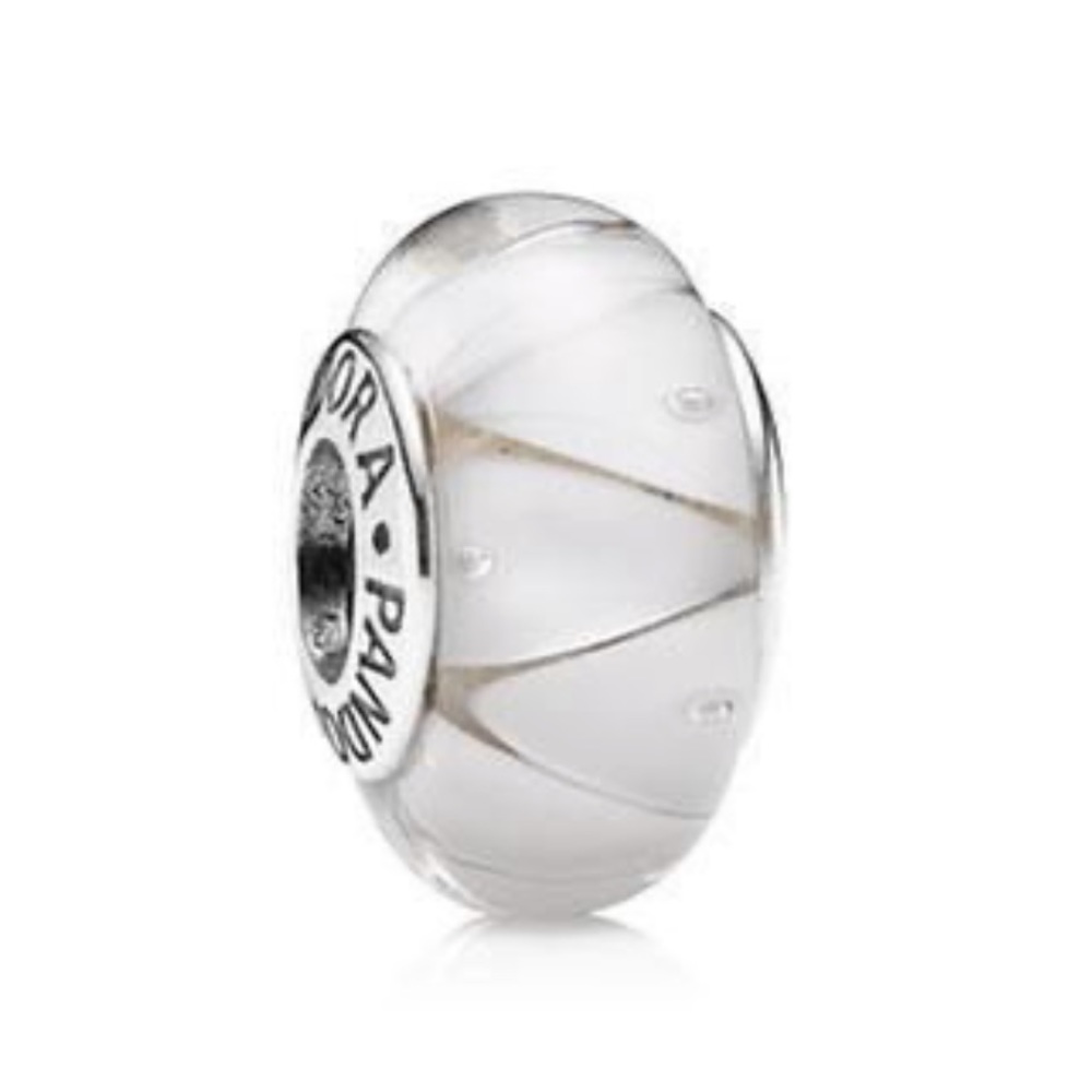 Pandora Murano White Looking Glass Charm
